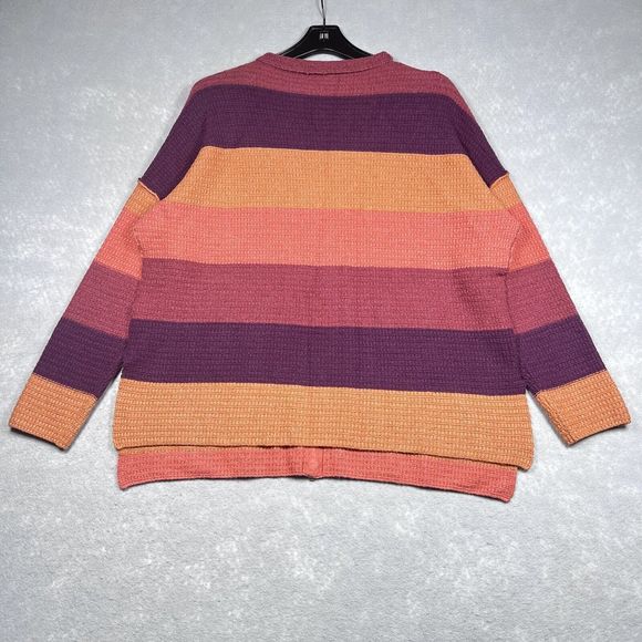 Buckle Sweaters - BKE Buckle Women’s Size Medium Orange Striped Boxy Waffle Knit Oversized Sweater
